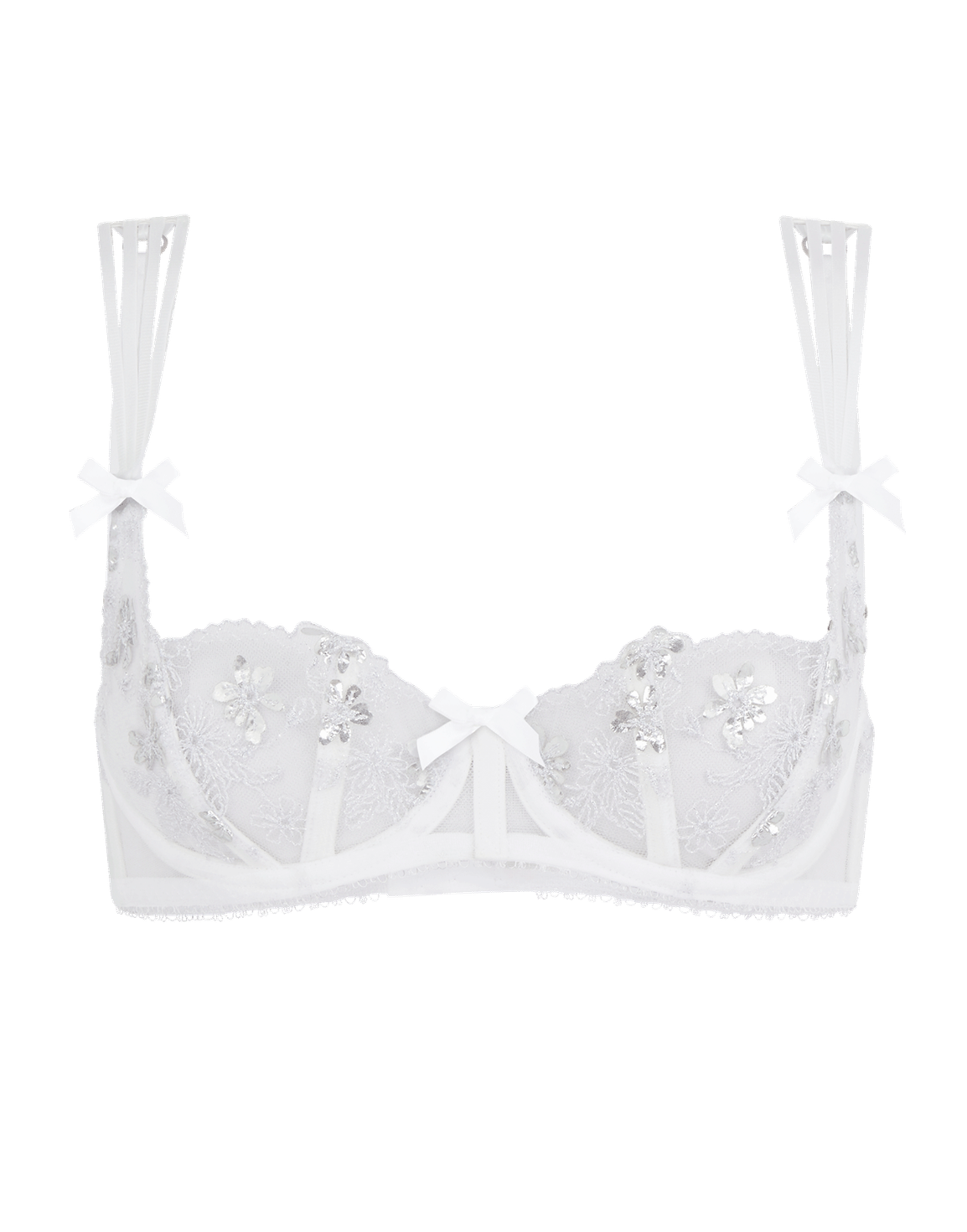 Skylee Balconette Underwired Bra White/Silver | Agent Provocateur