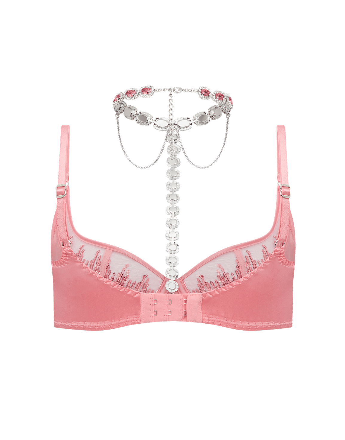 Calista Plunge Underwired Bra Pink/Silver | Agent Provocateur