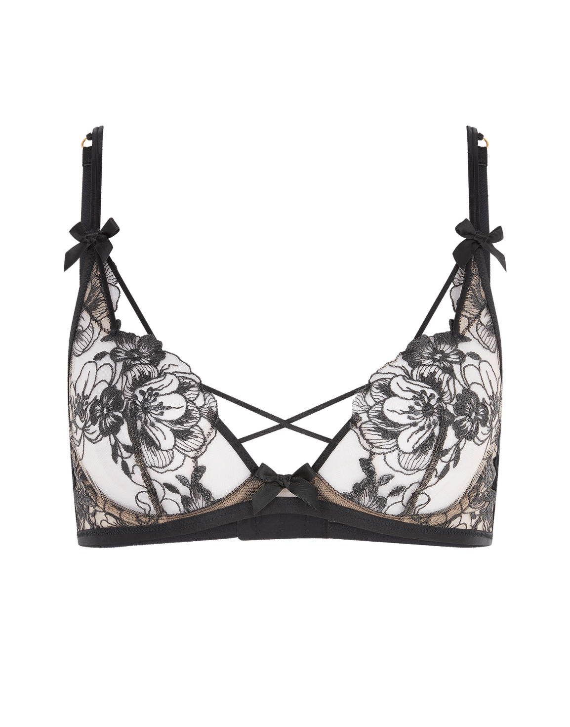 Kalia Plunge Underwired Bra Black/Sand | Agent Provocateur