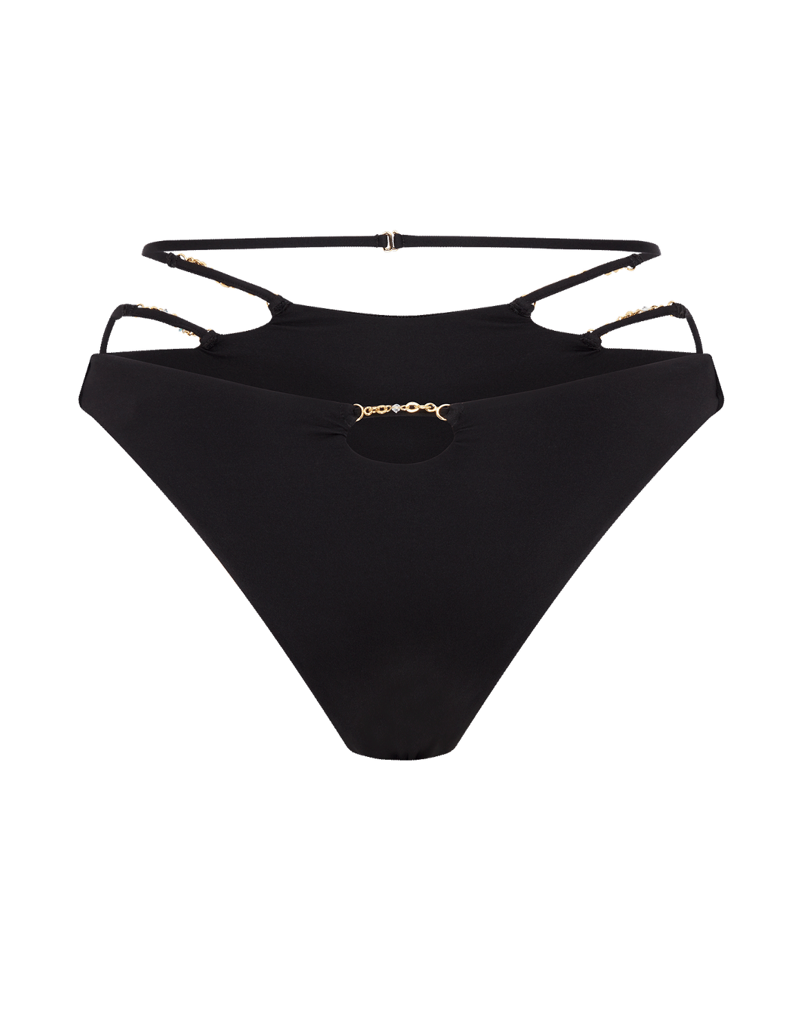 Christiana High Waisted Bikini Bottom Black/Gold | Agent Provocateur