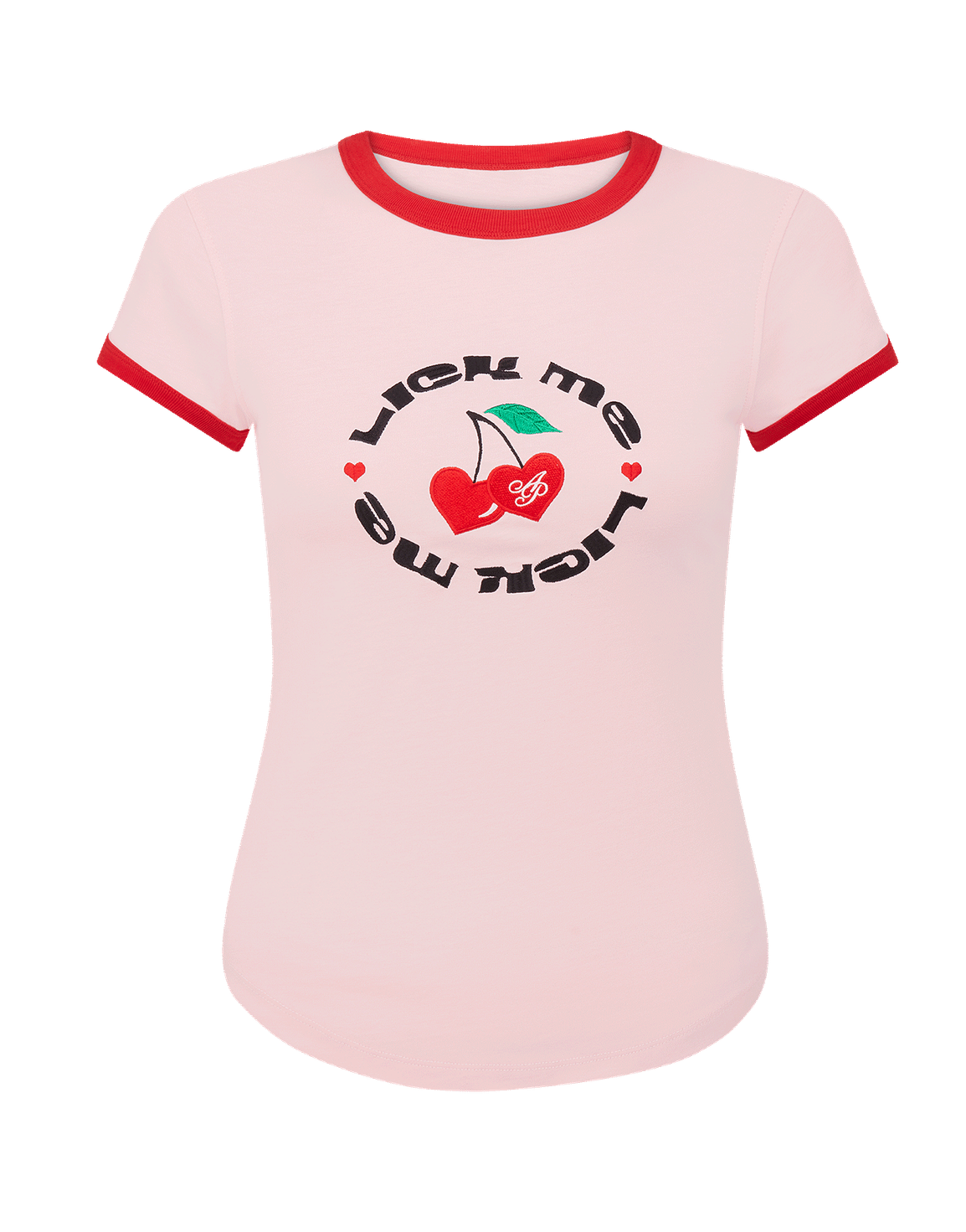 Lick Me Short Sleeve T-Shirt Baby Pink/Red | Agent Provocateur