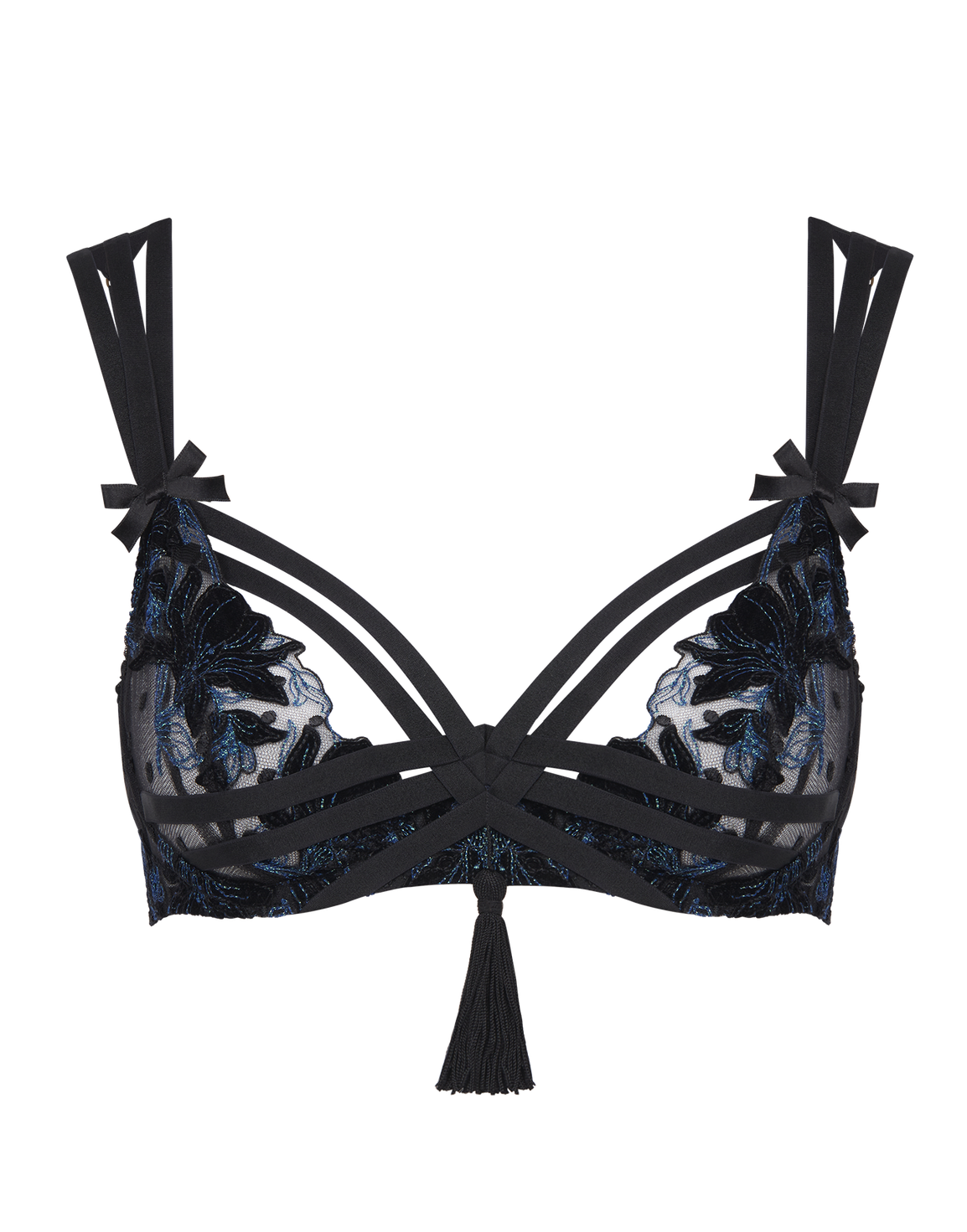 Adellah Plunge Underwired Bra Black/Teal | Agent Provocateur