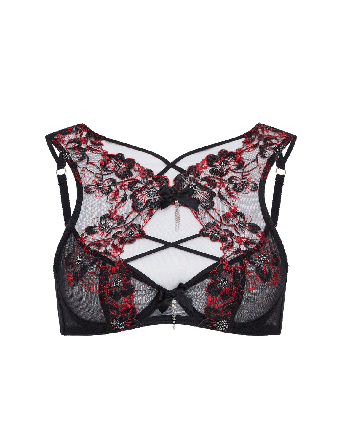 Amoura High Apex Underwired Bra Black/Red | Agent Provocateur