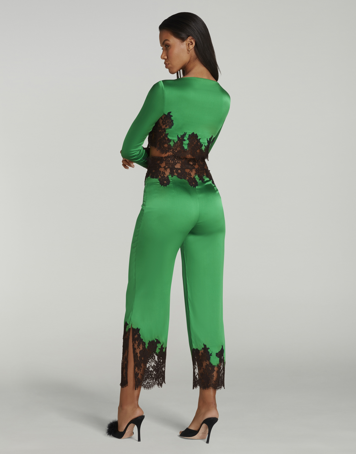 Trishya Pyjama Trouser Emerald/Black | Agent Provocateur