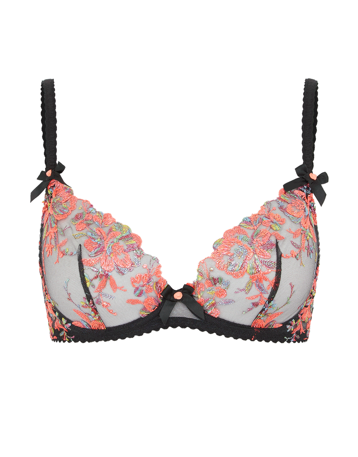 Lexx Plunge Underwired Bra Black/Neon Orange | Agent Provocateur