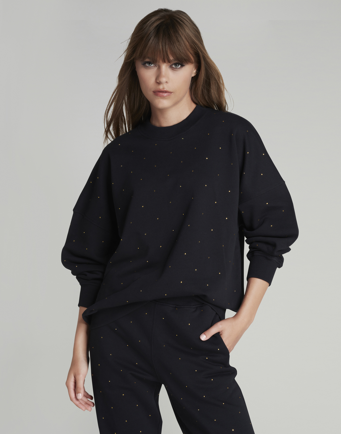 Rayley Stud Sweatshirt Black/Gold | Agent Provocateur
