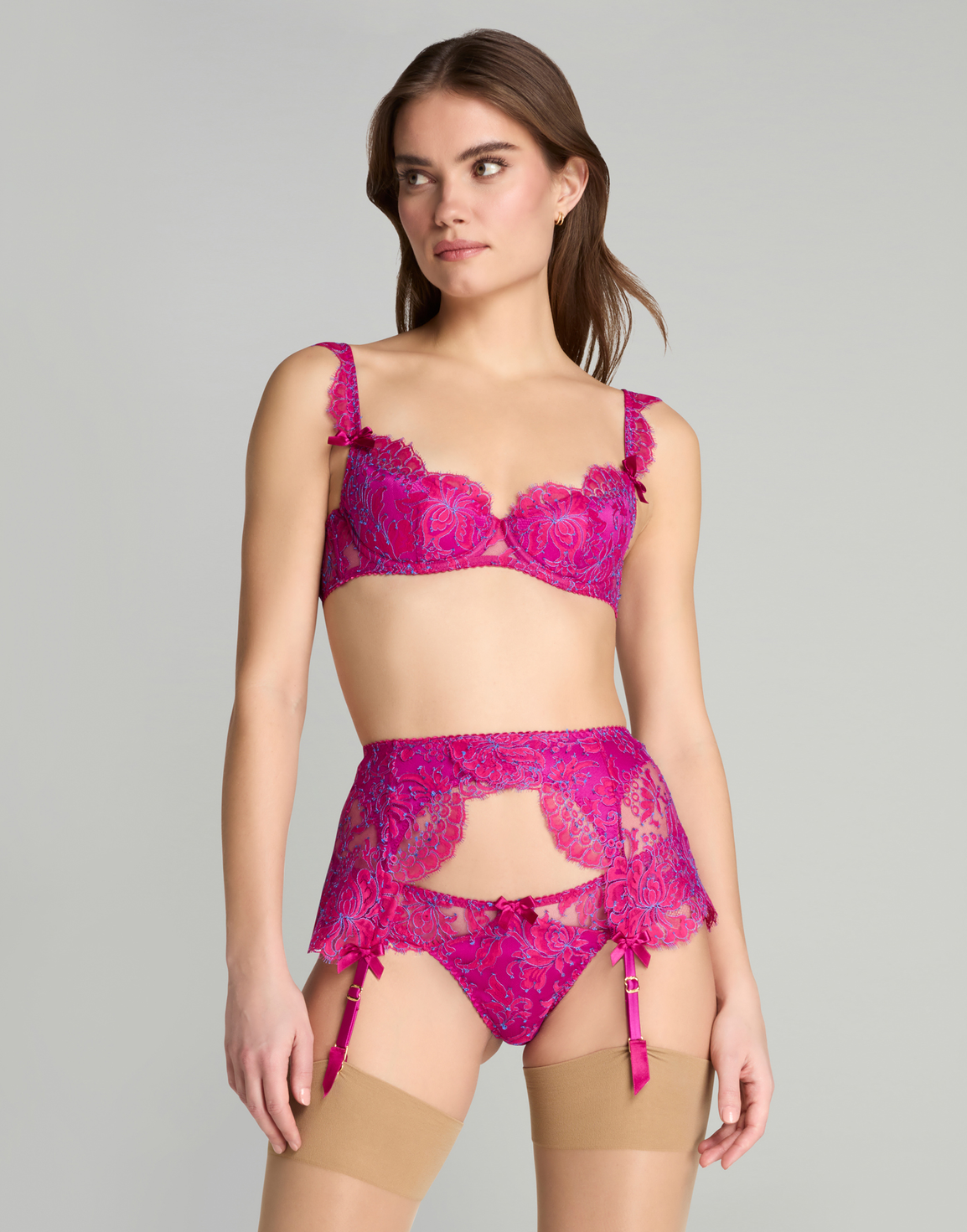 Emiliana Suspender Magenta/Blue | Agent Provocateur