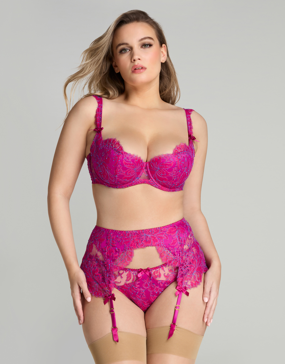 Emiliana Suspender Magenta/Blue | Agent Provocateur