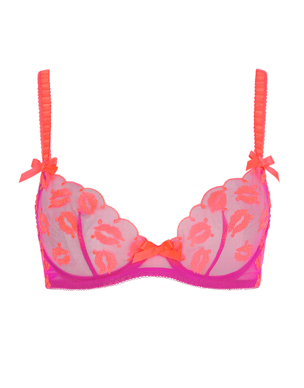 Ottiliee Plunge Underwired Bra Magenta/Neon Orange | Agent Provocateur