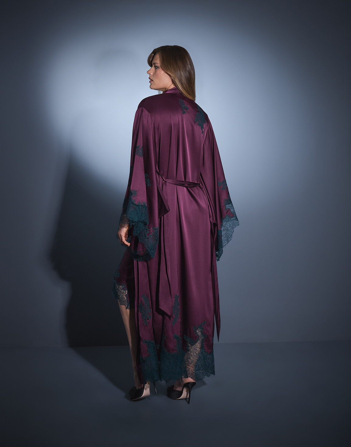 Christi Long Kimono Plum/Dark Green | Agent Provocateur