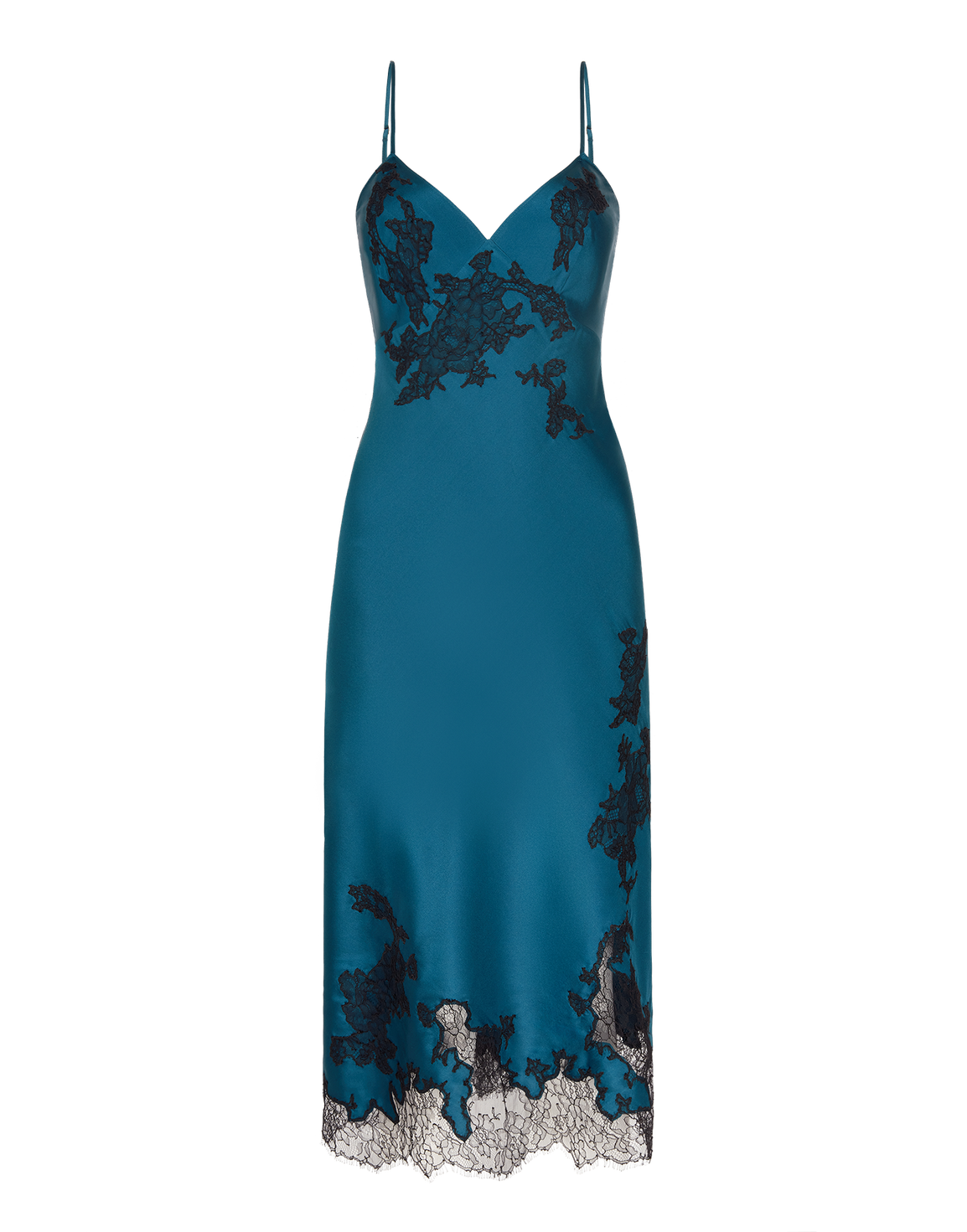 Christi Long Slip Petrol/Black Lace | Agent Provocateur