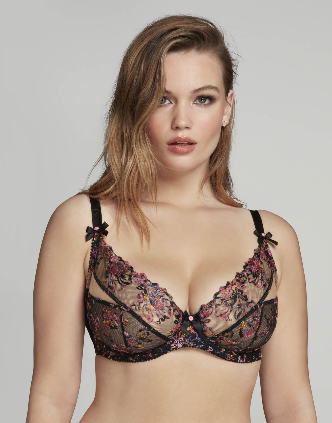 Leisha Plunge Underwired Bra Black Multicolour | Agent Provocateur