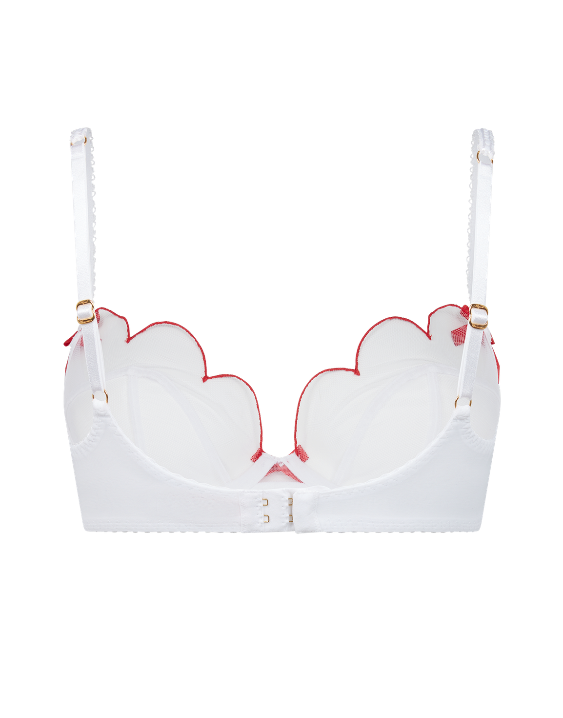Lorna Plunge Underwired Bra White/Red | Agent Provocateur