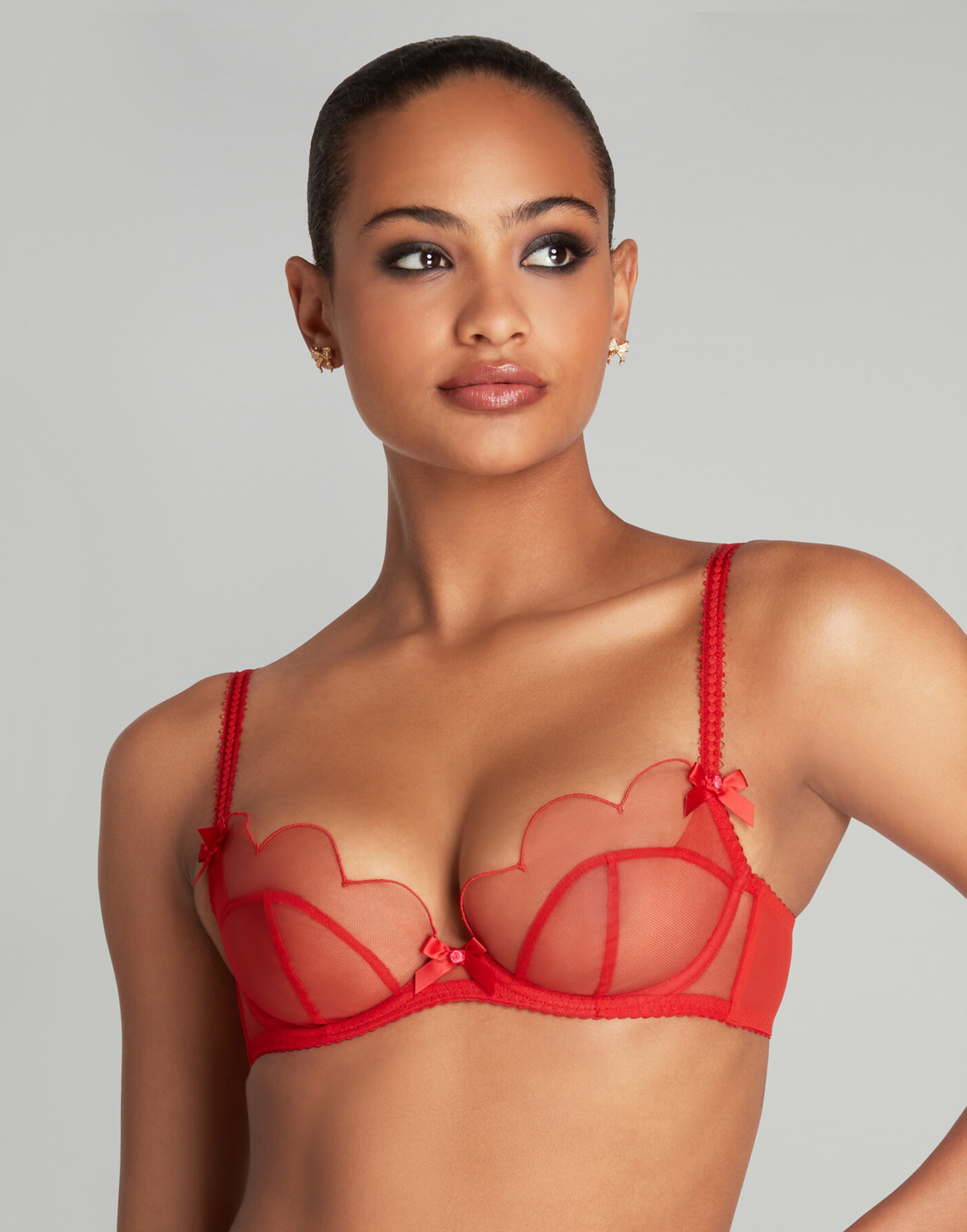 Lorna Plunge Underwired Bra Red/Red | Agent Provocateur