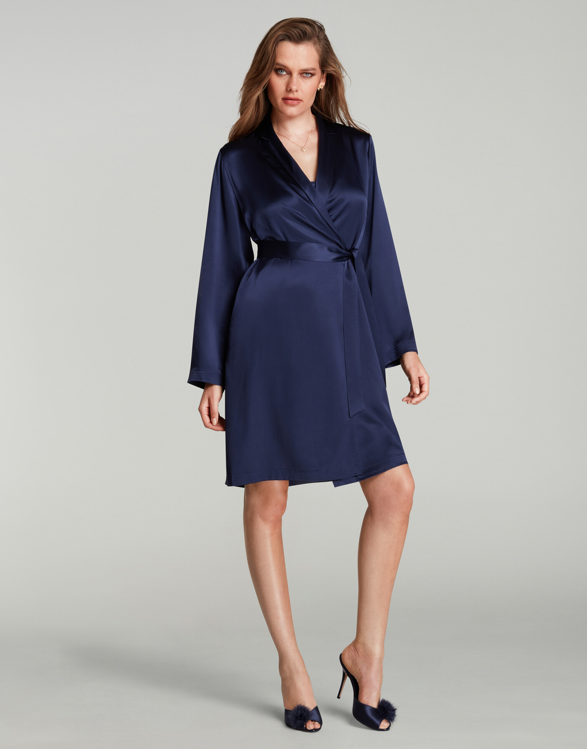 Cecily Short Gown Navy/Navy | Agent Provocateur