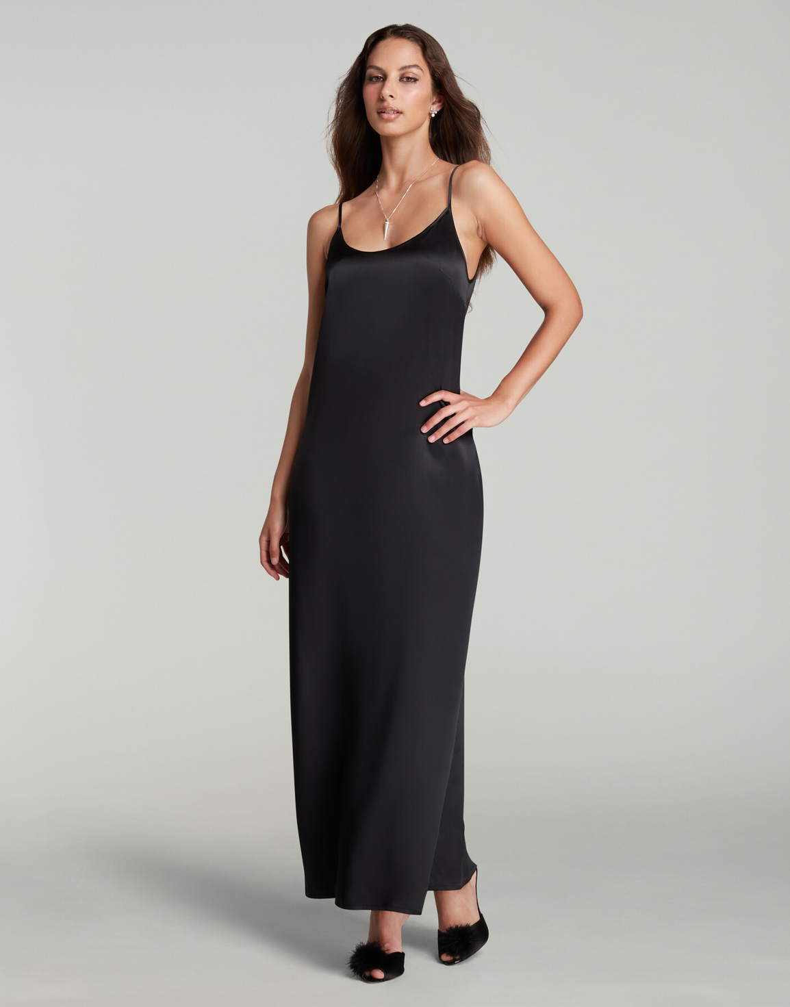 Cecily Long Slip Dress Black | Agent Provocateur