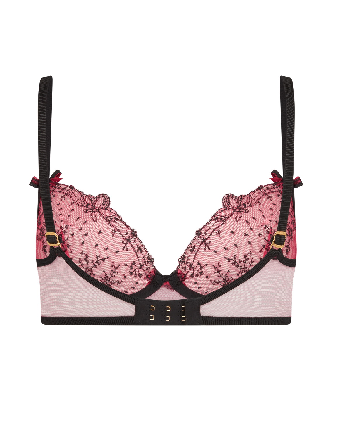 Graice Plunge Underwired Bra Black/Pink | Agent Provocateur