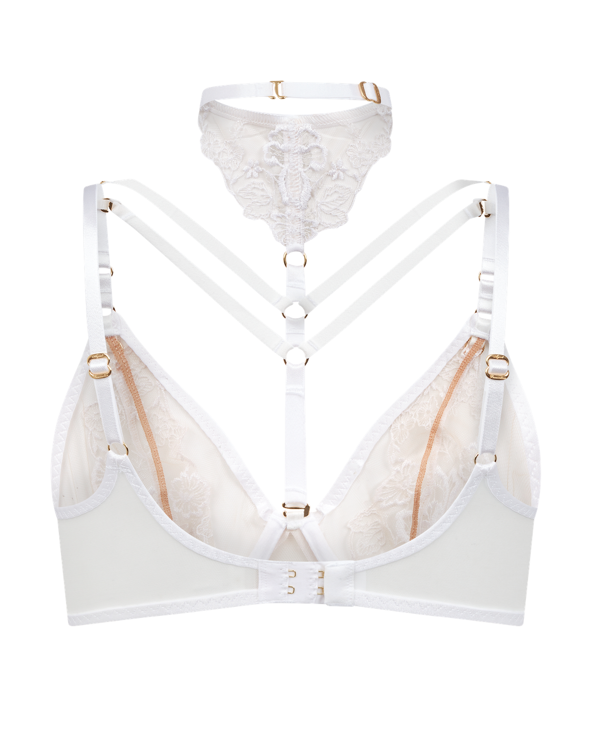 Melanie Plunge Underwired Bra  White/Sand | Agent Provocateur