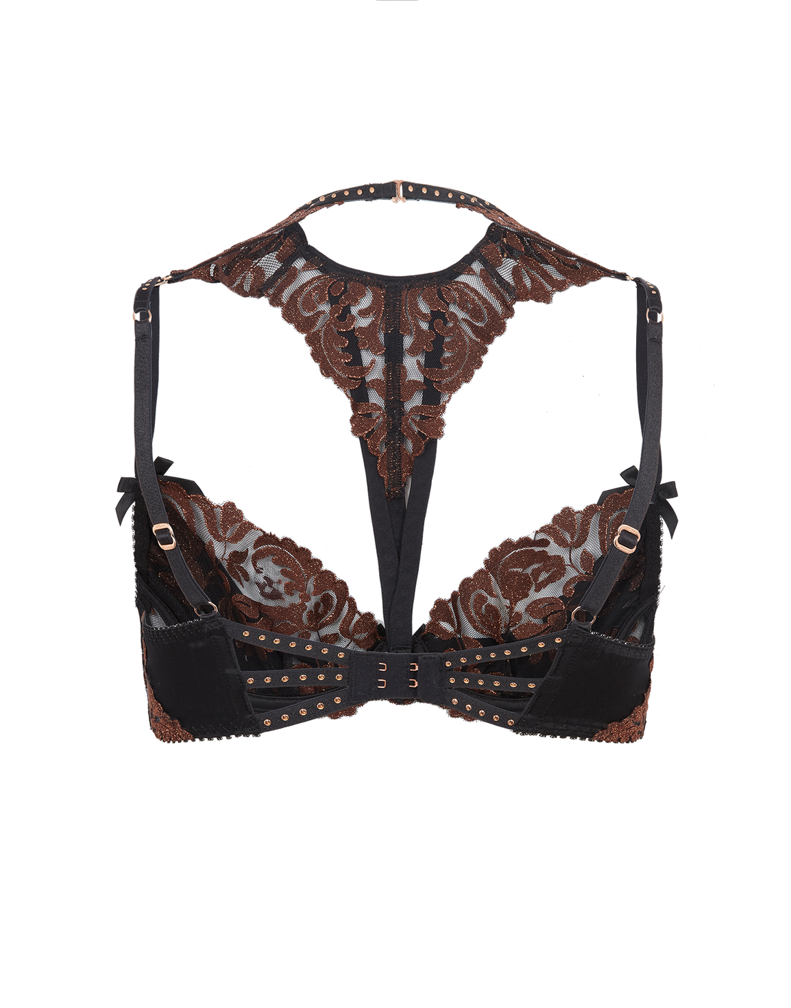 Zarella Plunge Underwired Bra Bronze/Black | Agent Provocateur