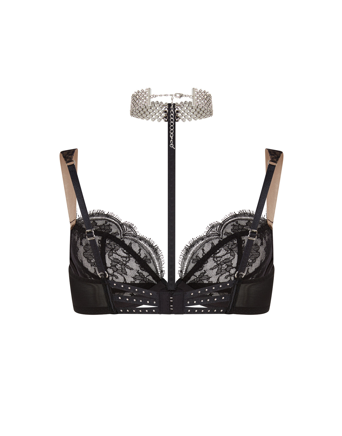 Anora High Neck Underwired Bra Black/Crystal | Agent Provocateur