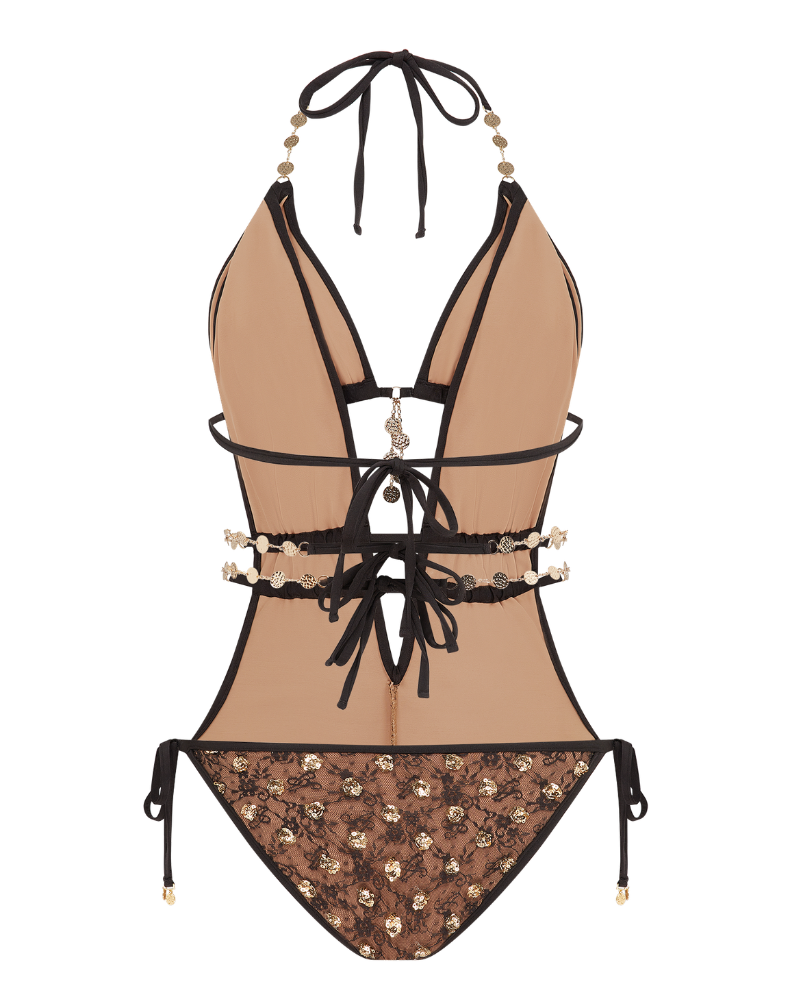 Azaria Swimsuit  Brown/Gold | Agent Provocateur