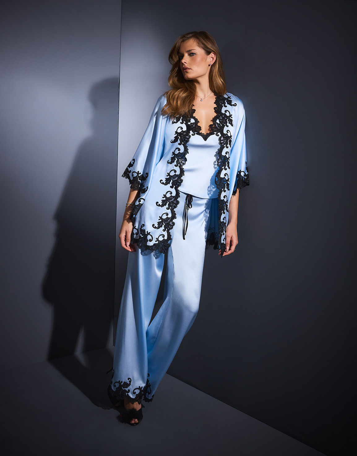 Clarette Pyjama Trousers  Blue/Black | Agent Provocateur