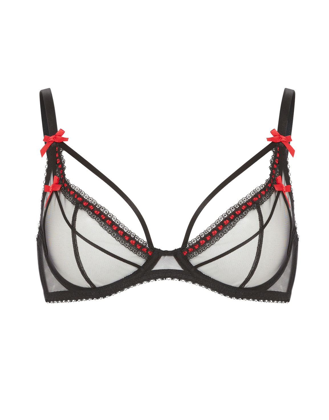 Hetty Plunge Underwired Bra Black/Red | Agent Provocateur