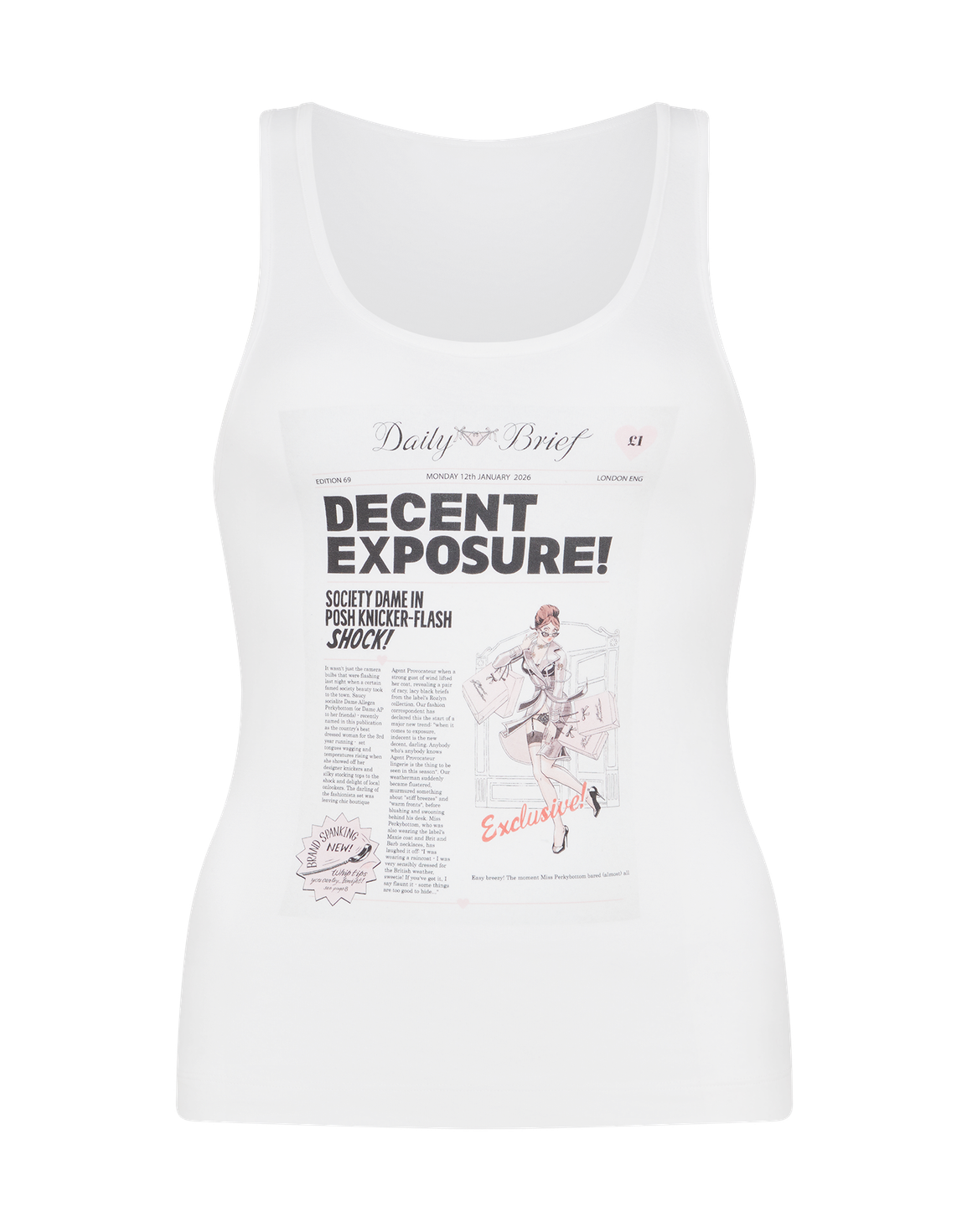 Newspaper Pyjama Vest Top | Agent Provocateur