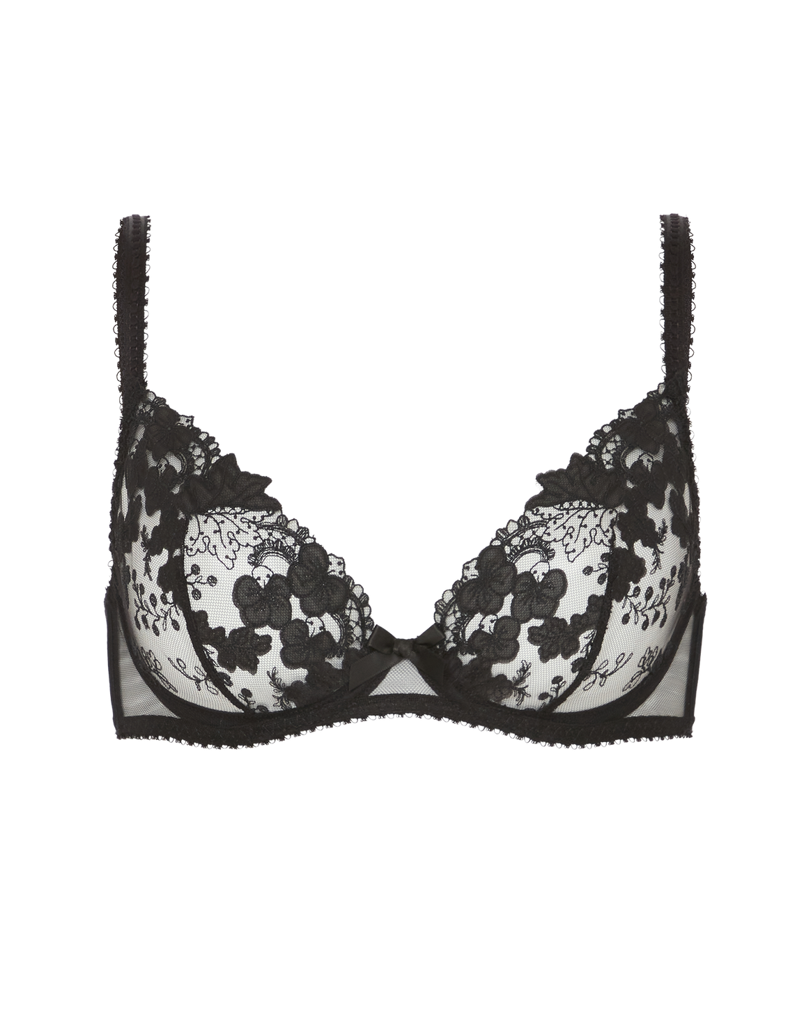 Posy Plunge Underwired Bra Black | Agent Provocateur