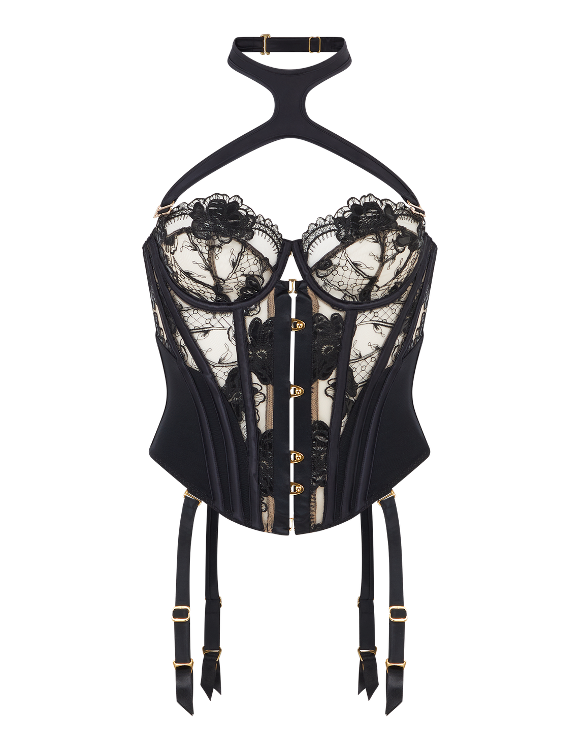 Rexanna Balconette Corset Black/Nude | Agent Provocateur