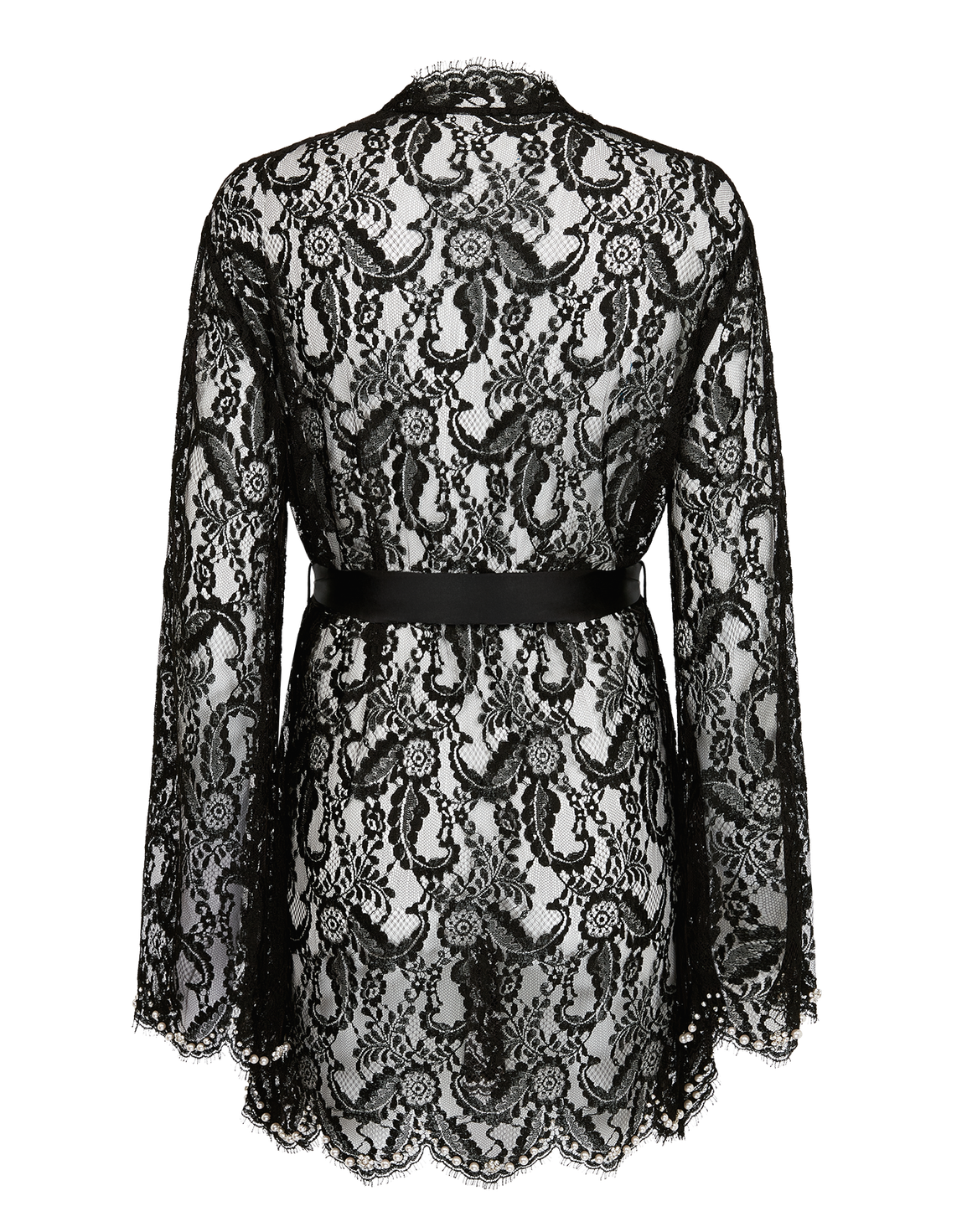 Vivienna Short Kimono  Black/Pearl | Agent Provocateur