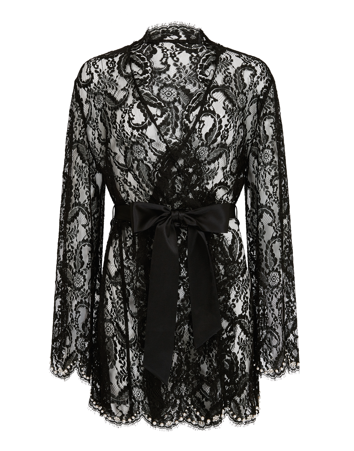 Vivienna Short Kimono  Black/Pearl | Agent Provocateur
