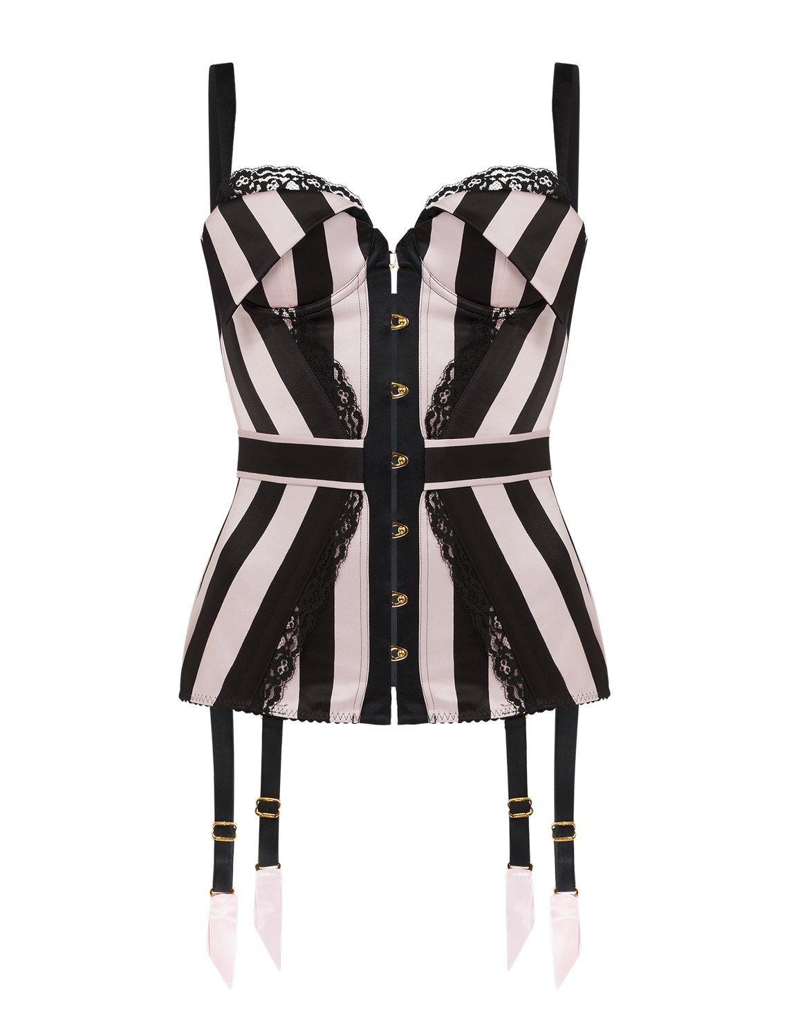 Jemina Corset Top Pink/Black Stripe | Agent Provocateur