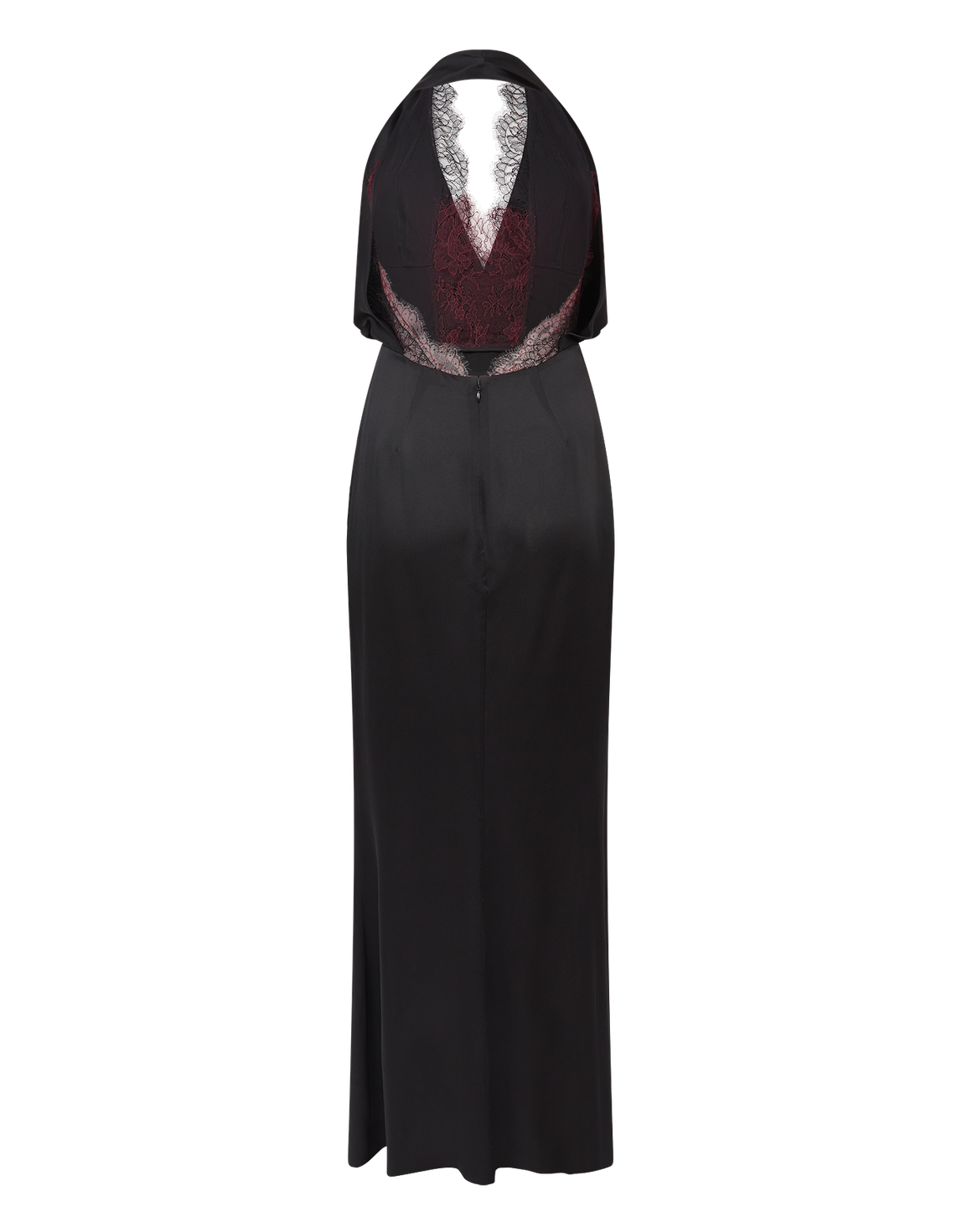 Lucelle Long Dress Black/Burgundy | Agent Provocateur