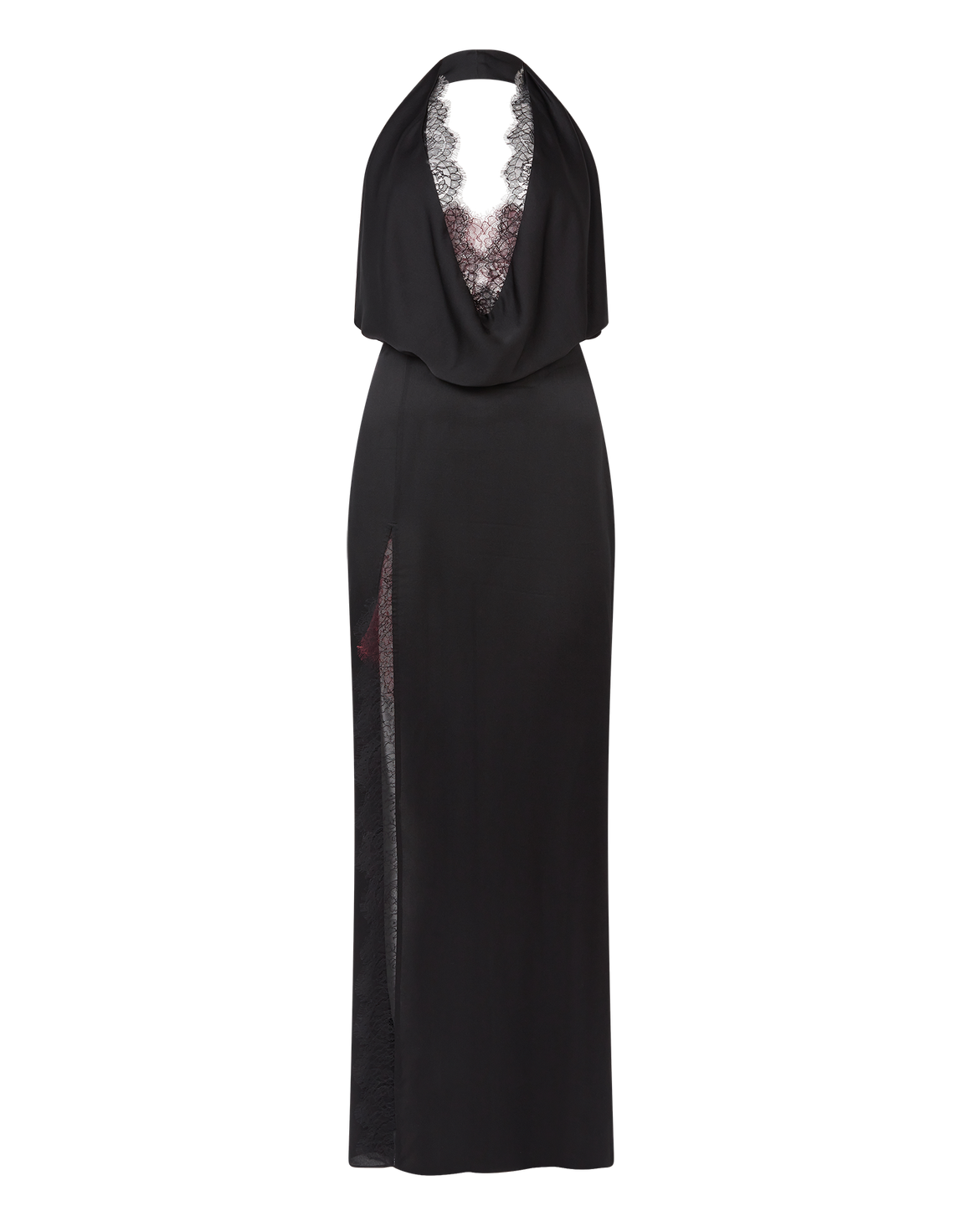 Lucelle Long Dress Black/Burgundy | Agent Provocateur
