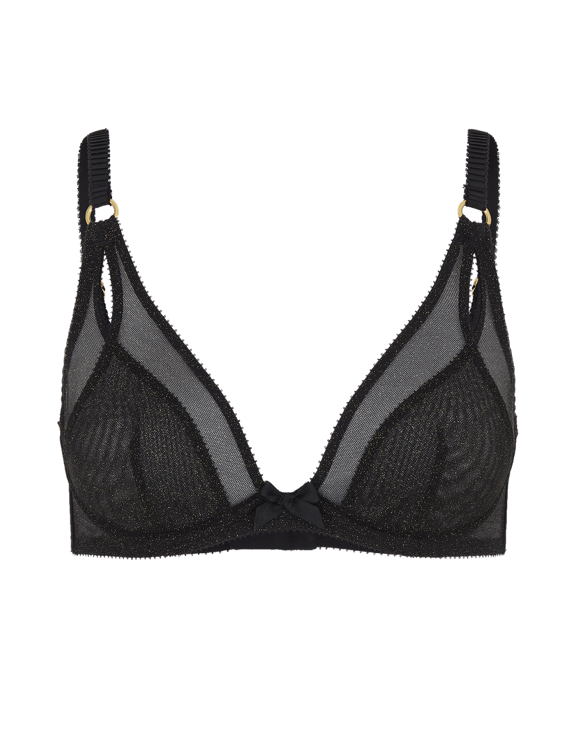 Shimmer High Apex Plunge Underwired Bra Black | Agent Provocateur