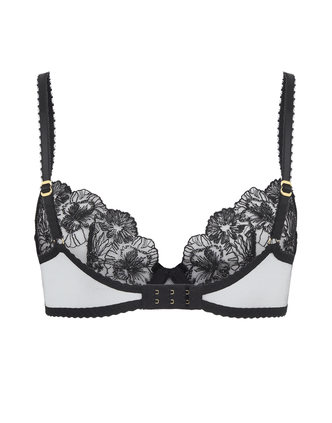 Astria Plunge Underwired Bra Metallic Black | Agent Provocateur