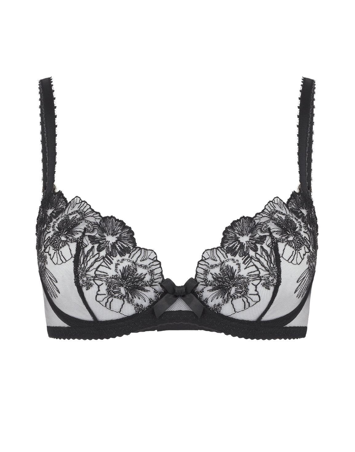 Astria Plunge Underwired Bra Metallic Black | Agent Provocateur