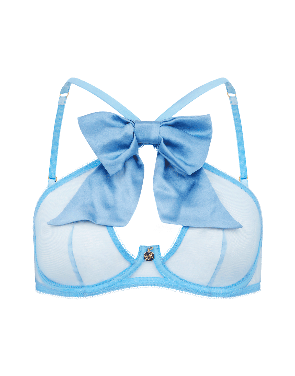 Oriana High Neck Underwired Bra Baby Blue | Agent Provocateur