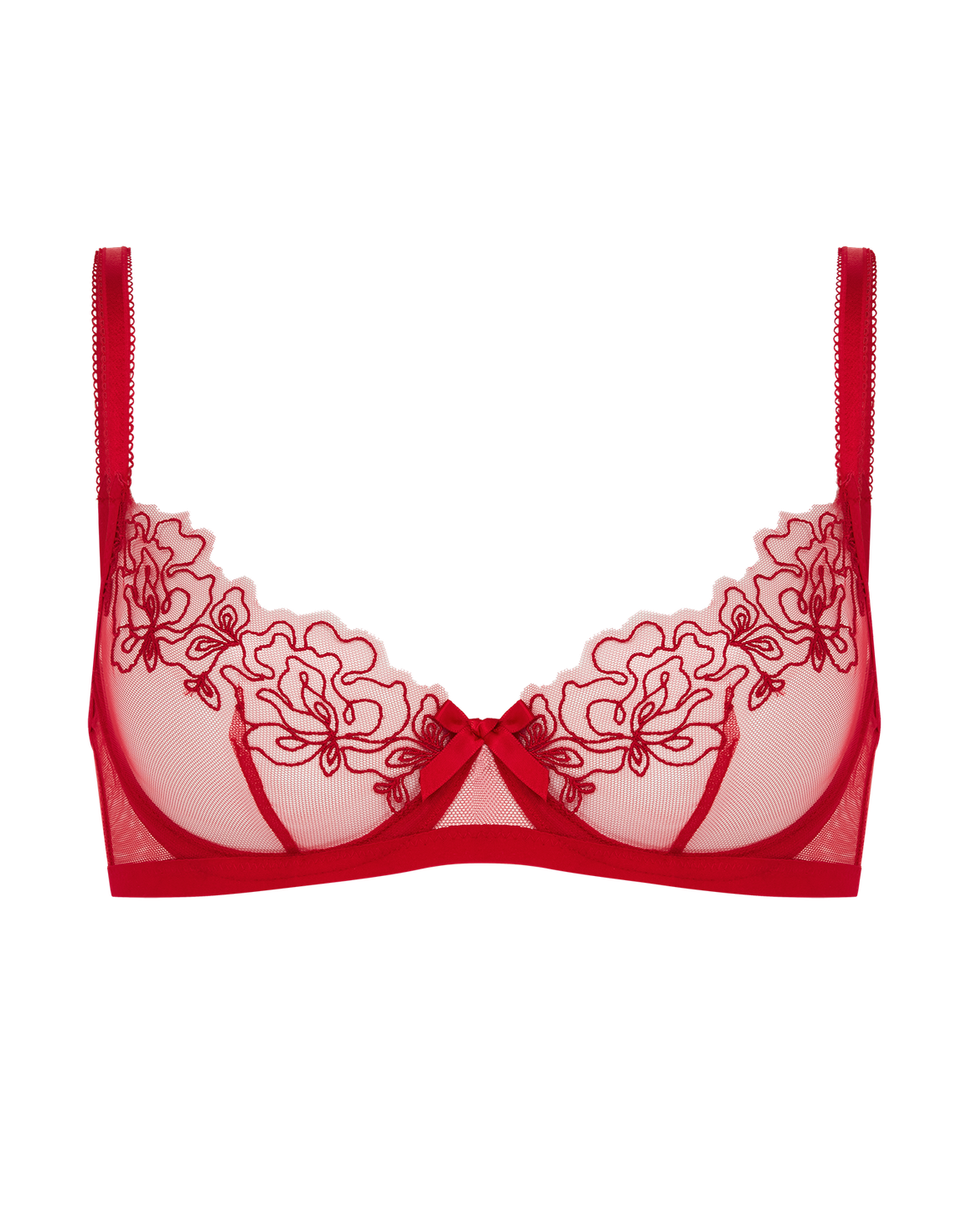 Juni Demi Cup Underwired Bra Red | Agent Provocateur