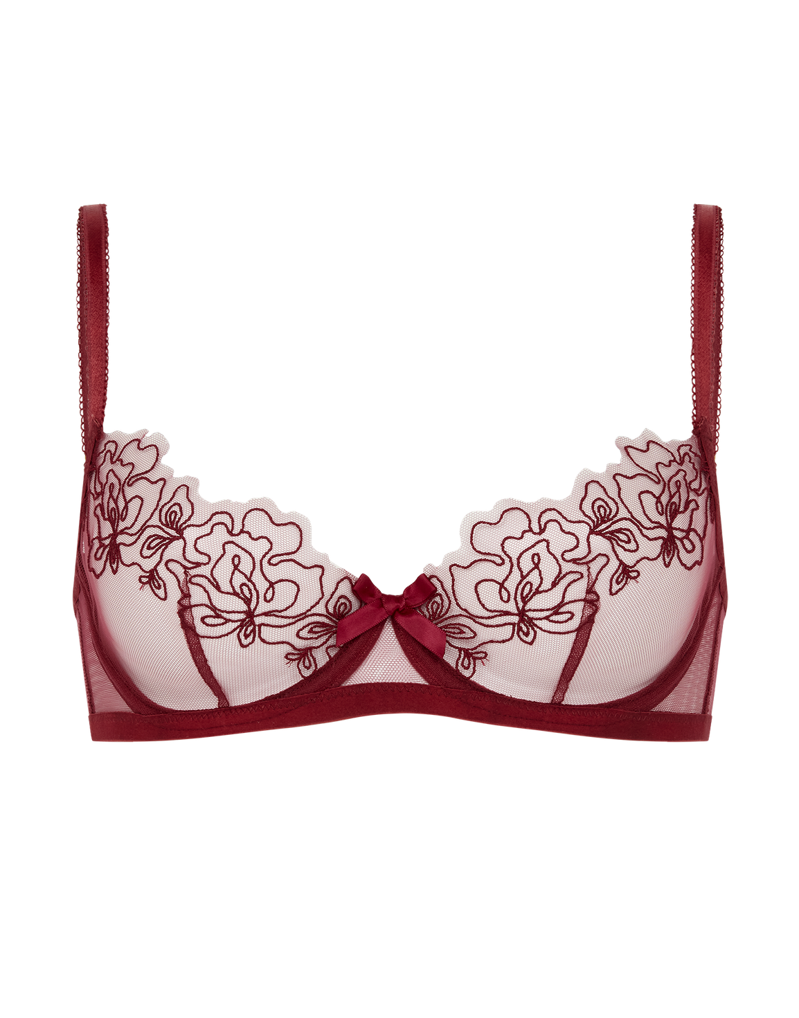 Juni Demi Cup Underwired Bra Burgundy | Agent Provocateur