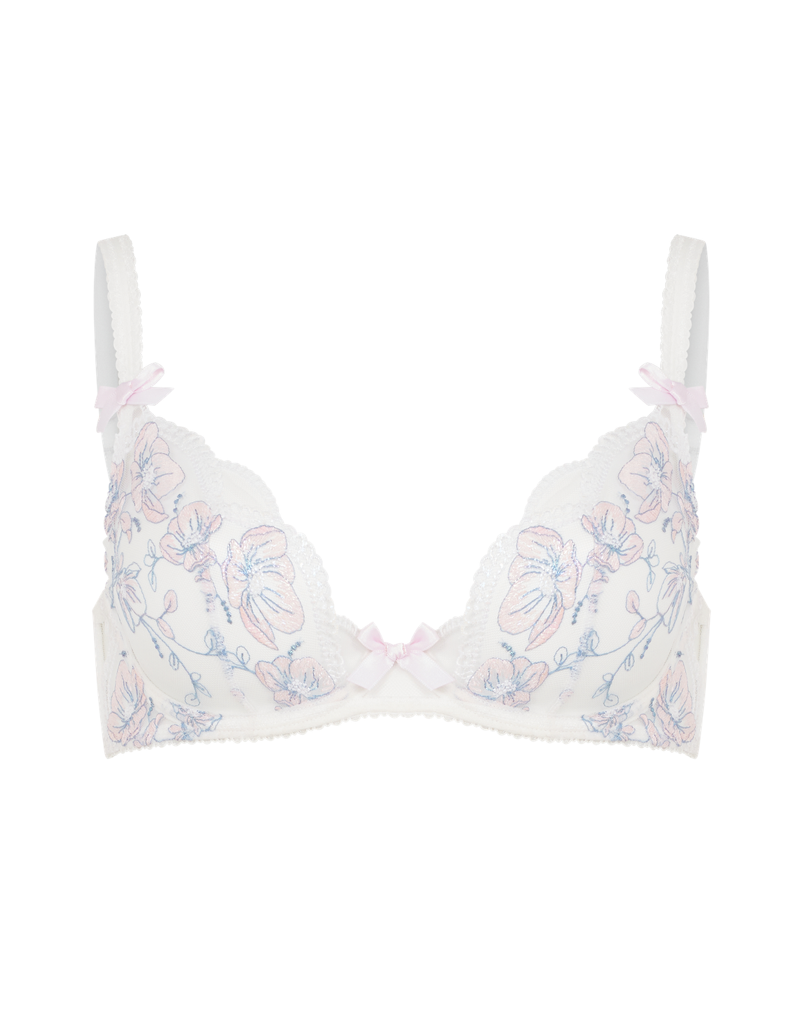 Winnette Plunge Underwired Bra  Baby Pink/White | Agent Provocateur