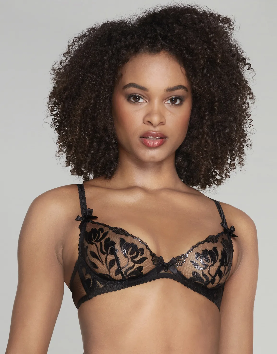 Sparkle Plunge Underwired Bra Black | Agent Provocateur