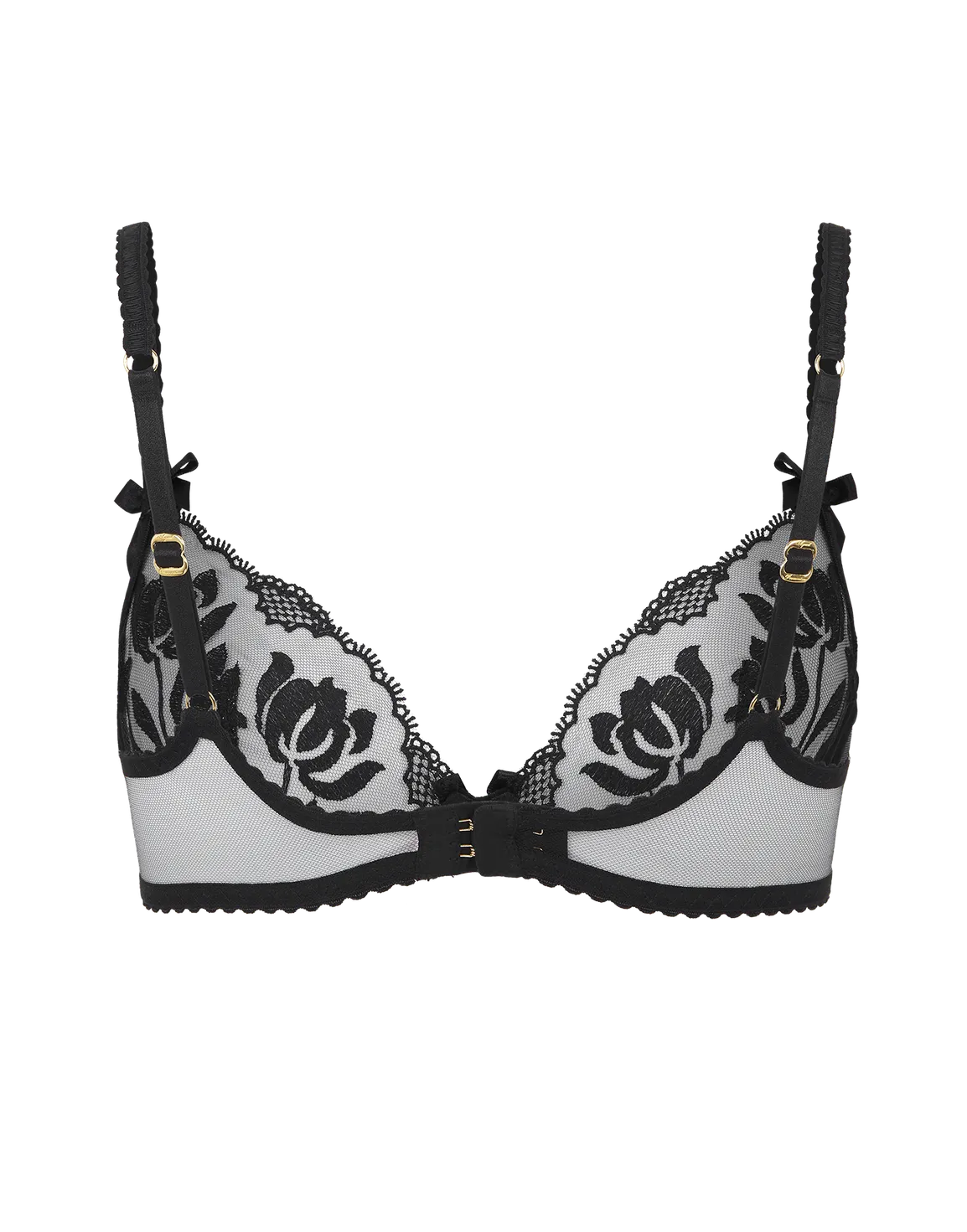 Sparkle Plunge Underwired Bra Black | Agent Provocateur