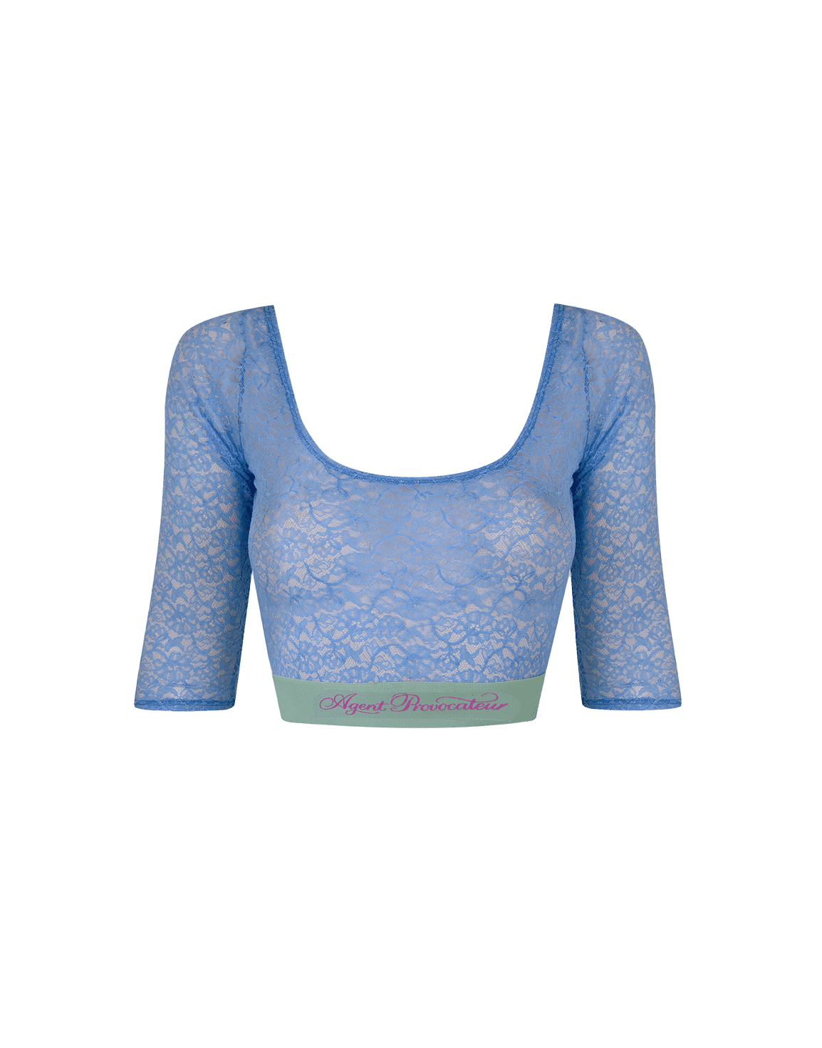 Cher Crop T-Shirt Blue/Mint | Agent Provocateur