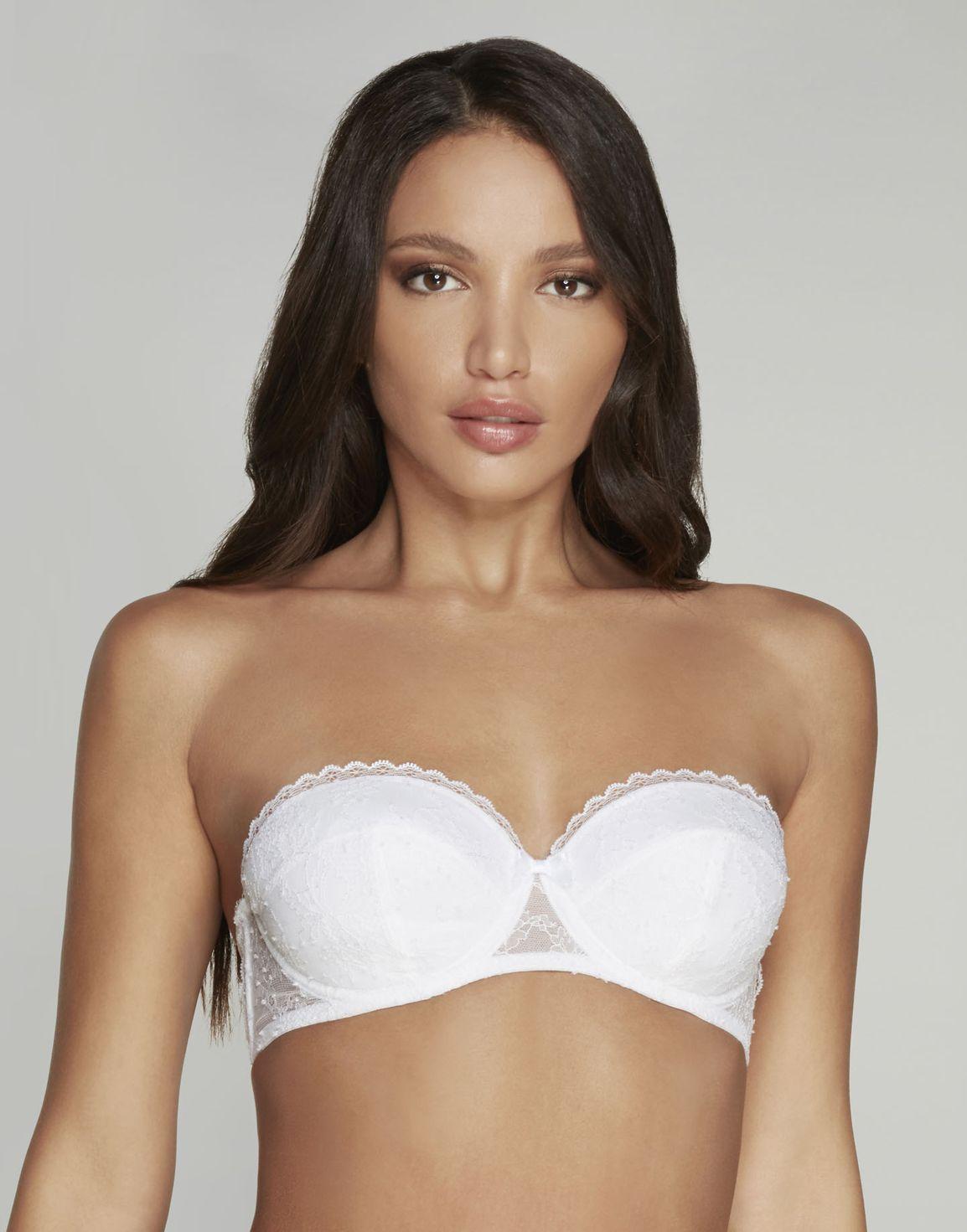 Hinda Balconette Strapless Underwired Bra White | Agent Provocateur