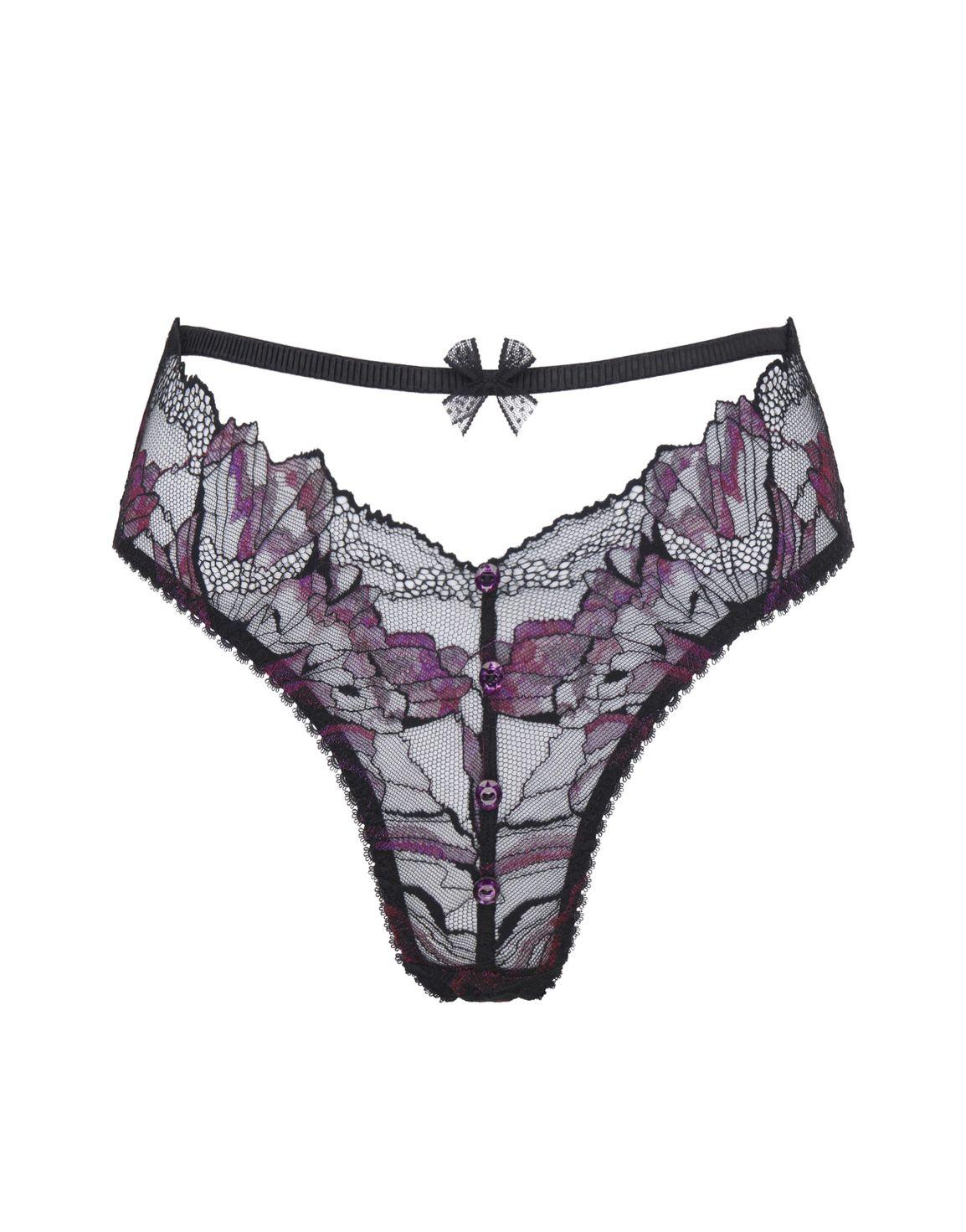 Karmen High Waisted Brief Black/Purple Black | Agent Provocateur