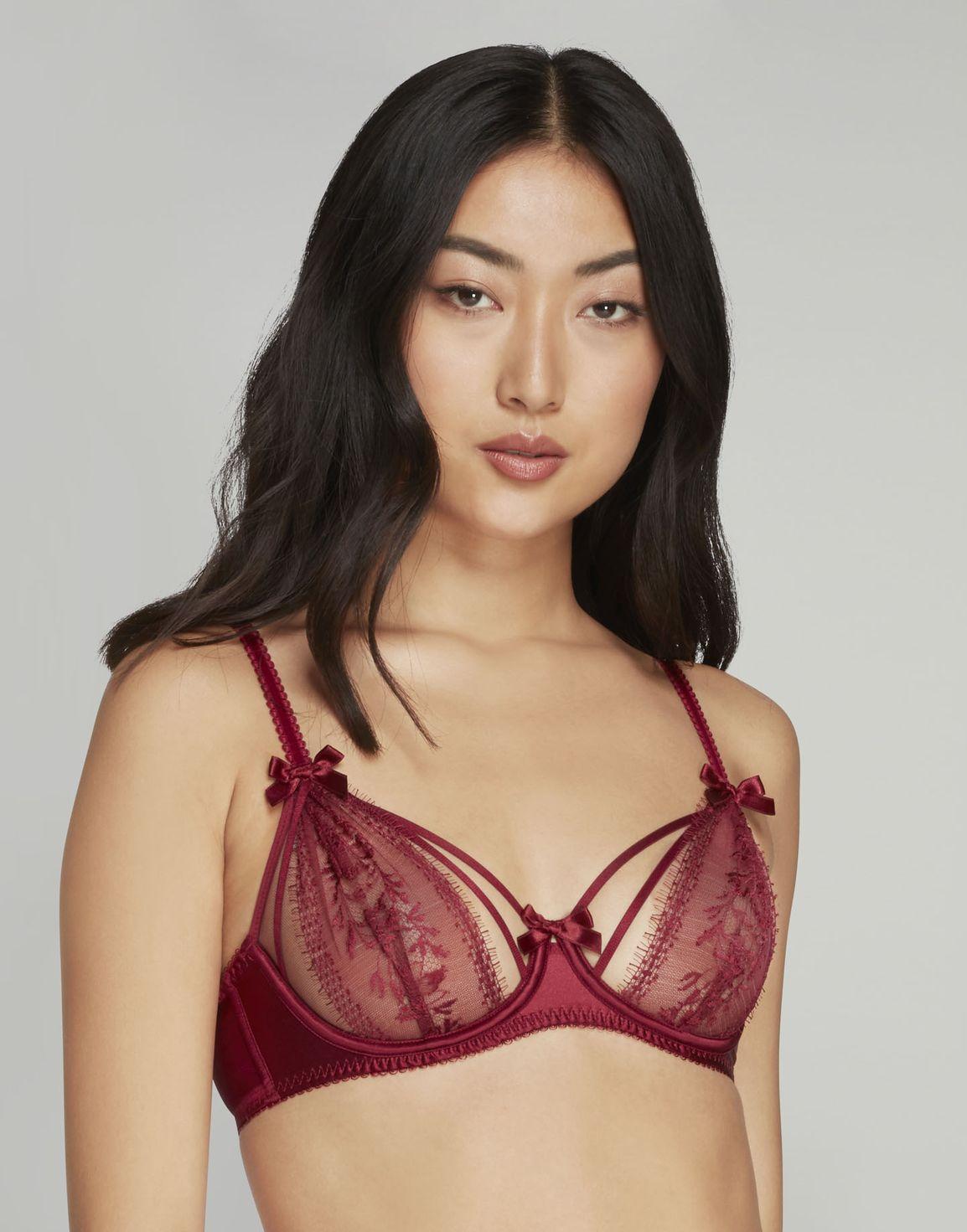 Tanya Plunge Underwired Bra Burgundy | Agent Provocateur
