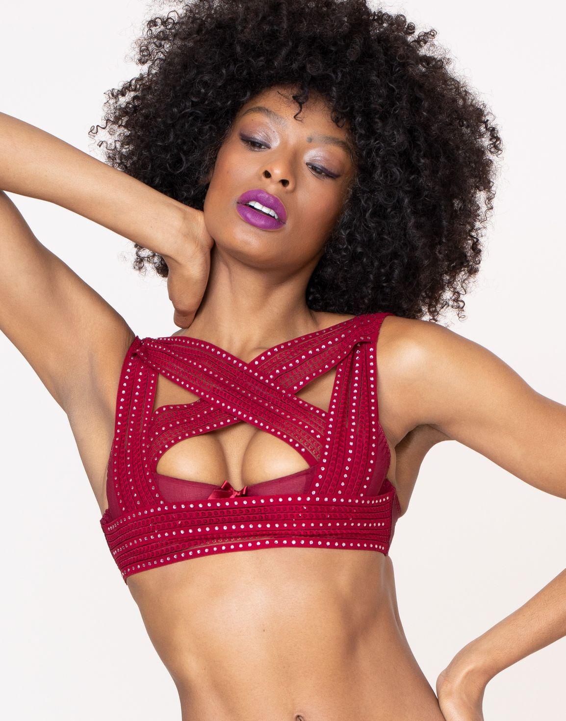 Tianna Quarter Cup High Neck Underwired Bra Burgundy | Agent Provocateur