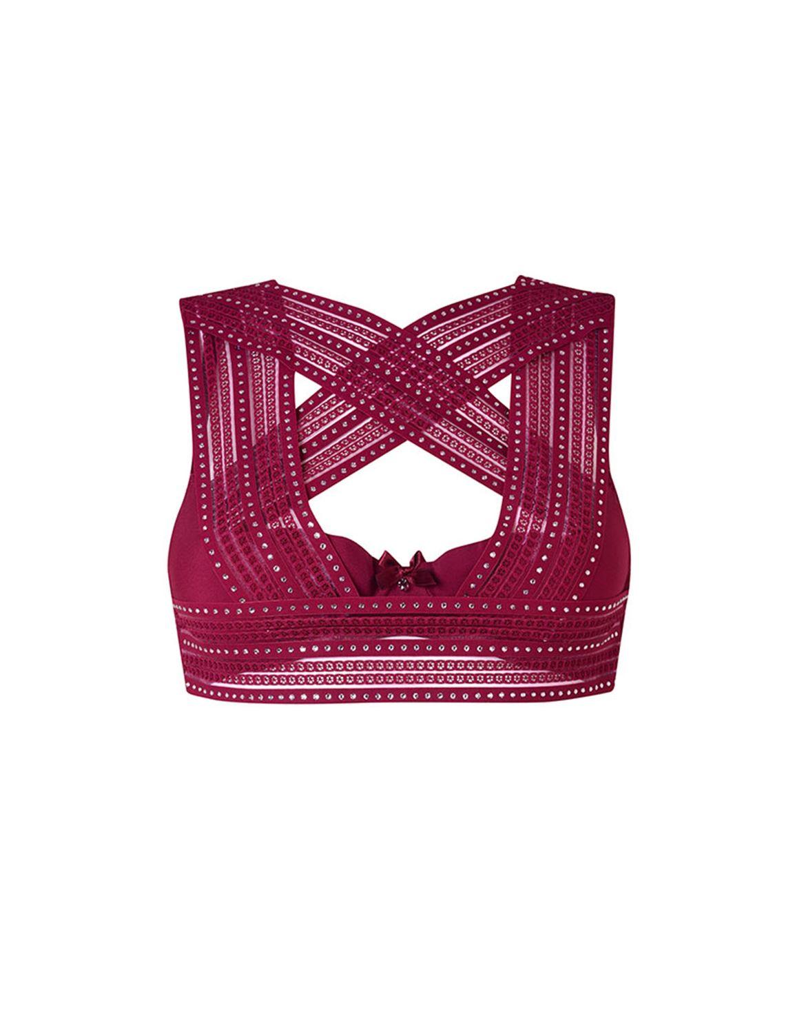 Tianna Quarter Cup High Neck Underwired Bra Burgundy | Agent Provocateur